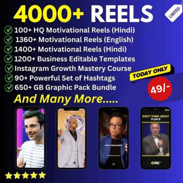 4000+ Motivational Reel Bundle by top motivational speakers (Hindi + English)